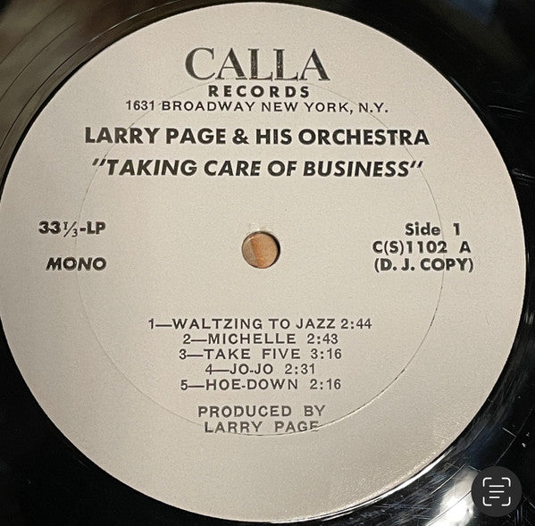 Larry Page Orchestra : Taking Care Of Business (LP, Album, Mono)