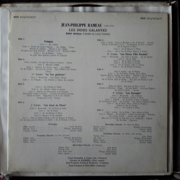 Jean-Philippe Rameau - Orchestre De Chambre Jean-François Paillard, Jean-François Paillard, Ensemble Vocal "A Coeur Joie" De Valence : Les Indes Galantes (Ballet Héroique) (4xLP, Album + Box)