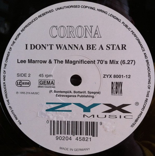 Corona : I Don't Wanna Be A Star (12")