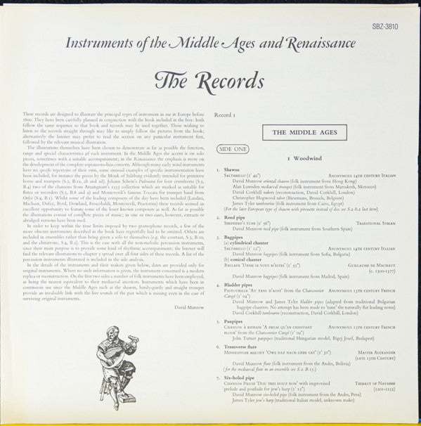 David Munrow, The Early Music Consort Of London : Instruments Of The Middle Ages And Renaissance (2xLP + Box, Boo)